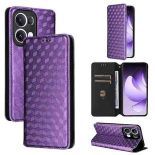 For OPPO Reno13 Pro 5G Cubic Grid Texture Flip Leather Phone Case(Purple)