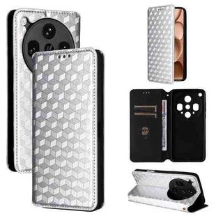 For OPPO Find X8 Ultra 5G Cubic Grid Texture Flip Leather Phone Case(Silver)