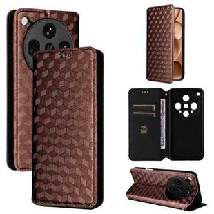 For OPPO Find X8 Ultra 5G Cubic Grid Texture Flip Leather Phone Case(Brown)