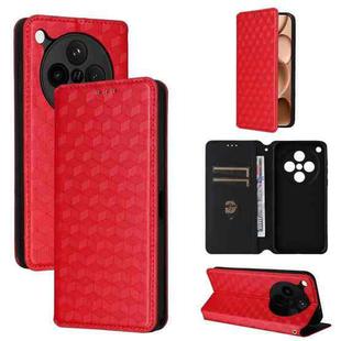 For OPPO Find X8s+ 5G Cubic Grid Texture Flip Leather Phone Case(Red)