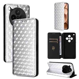 For OPPO Find X8s+ 5G Cubic Grid Texture Flip Leather Phone Case(Silver)
