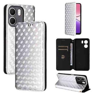 For OPPO A5x 5G / 4G Global Cubic Grid Texture Flip Leather Phone Case(Silver)