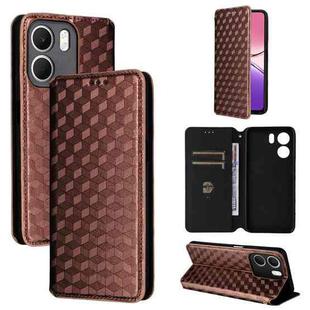 For OPPO A5x 5G / 4G Global Cubic Grid Texture Flip Leather Phone Case(Brown)