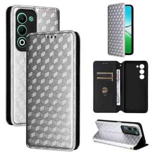For OPPO A5 5G / 4G Global / A5M Cubic Grid Texture Flip Leather Phone Case(Silver)