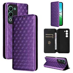 For OPPO A5 5G / 4G Global / A5M Cubic Grid Texture Flip Leather Phone Case(Purple)