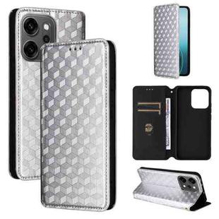 For OPPO Reno14 Pro Global Cubic Grid Texture Flip Leather Phone Case(Silver)