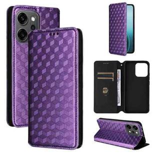 For OPPO Reno14 Pro Global Cubic Grid Texture Flip Leather Phone Case(Purple)