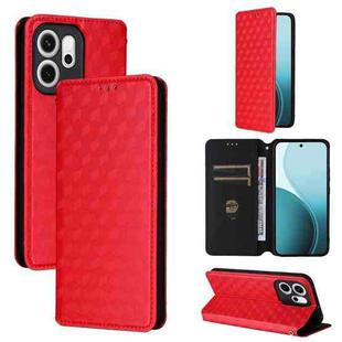 For OPPO Reno14 F 5G Cubic Grid Texture Flip Leather Phone Case(Red)