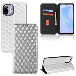 For Ulefone Note 6 / Note 6P / Note 6T Cubic Grid Texture Flip Leather Phone Case(Silver)