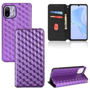 For Ulefone Note 6 / Note 6P / Note 6T Cubic Grid Texture Flip Leather Phone Case(Purple)