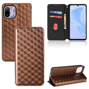 For Ulefone Note 6 / Note 6P / Note 6T Cubic Grid Texture Flip Leather Phone Case(Brown)