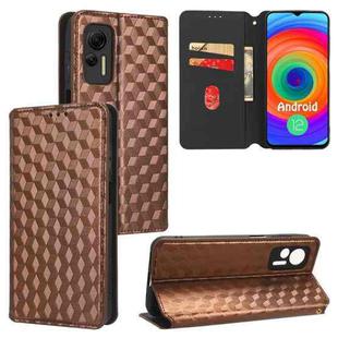 For Ulefone Note 14 Cubic Grid Texture Flip Leather Phone Case(Brown)