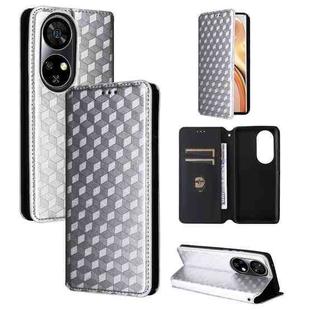 For Ulefone Note 17 Pro Cubic Grid Texture Flip Leather Phone Case(Silver)