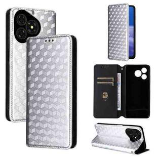 For Ulefone Note 19 Cubic Grid Texture Flip Leather Phone Case(Silver)