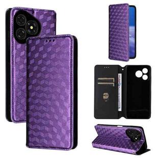 For Ulefone Note 19 Cubic Grid Texture Flip Leather Phone Case(Purple)