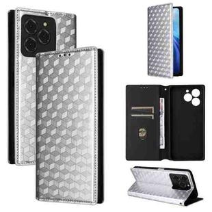 For Ulefone Note 20 Pro Cubic Grid Texture Flip Leather Phone Case(Silver)