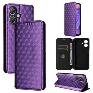 For Ulefone Note 21 Cubic Grid Texture Flip Leather Phone Case(Purple)