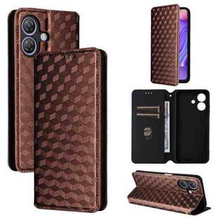For Ulefone Note 21 Cubic Grid Texture Flip Leather Phone Case(Brown)