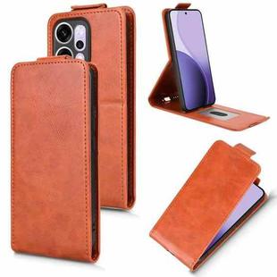 For OPPO Reno14 Global Magnetic Vertical Flip Leather Phone Case with Buckle(Brown)