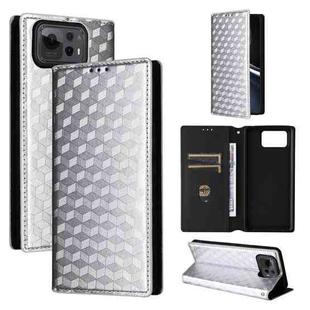 For Asus Zenfone 12 Ultra Cubic Grid Texture Flip Leather Phone Case(Silver)