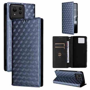 For Asus Zenfone 11 Ultra Cubic Grid Texture Flip Leather Phone Case(Blue)