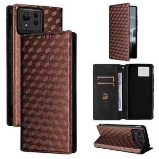 For Asus Zenfone 11 Ultra Cubic Grid Texture Flip Leather Phone Case(Brown)