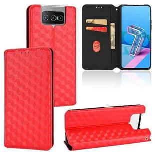 For Asus Zenfone 8 Flip / Zenfone 7 / 7 Pro Cubic Grid Texture Flip Leather Phone Case(Red)