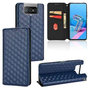 For Asus Zenfone 8 Flip / Zenfone 7 / 7 Pro Cubic Grid Texture Flip Leather Phone Case(Blue)