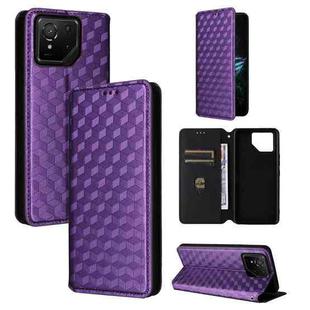 For Asus ROG Phone 9 / ROG Phone 9 Pro Cubic Grid Texture Flip Leather Phone Case(Purple)