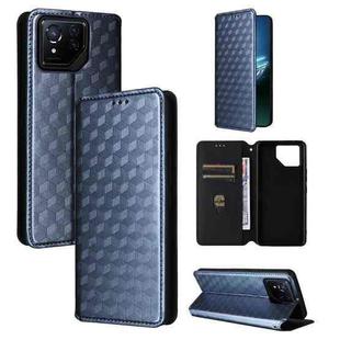 For Asus ROG Phone 8 / ROG Phone 8 Pro Cubic Grid Texture Flip Leather Phone Case(Blue)