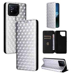 For Asus ROG Phone 8 / ROG Phone 8 Pro Cubic Grid Texture Flip Leather Phone Case(Silver)