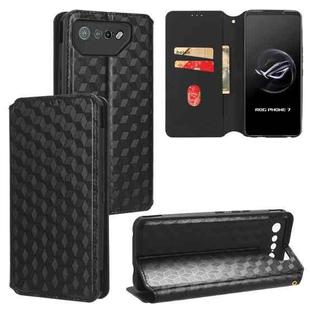 For Asus ROG Phone 7 Cubic Grid Texture Flip Leather Phone Case(Black)