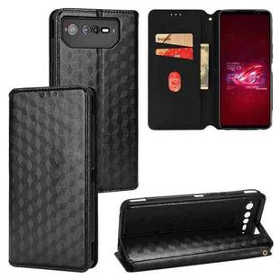 For Asus ROG Phone 6 / ROG Phone 6 Pro Cubic Grid Texture Flip Leather Phone Case(Black)