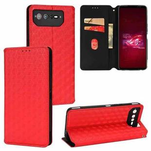 For Asus ROG Phone 6 / ROG Phone 6 Pro Cubic Grid Texture Flip Leather Phone Case(Red)