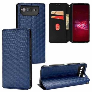 For Asus ROG Phone 6 / ROG Phone 6 Pro Cubic Grid Texture Flip Leather Phone Case(Blue)