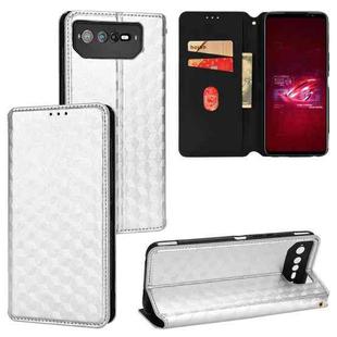 For Asus ROG Phone 6 / ROG Phone 6 Pro Cubic Grid Texture Flip Leather Phone Case(Silver)