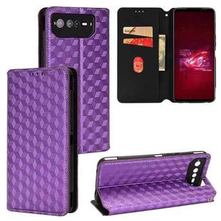 For Asus ROG Phone 6 / ROG Phone 6 Pro Cubic Grid Texture Flip Leather Phone Case(Purple)
