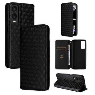 For Cricket Debut S3 Cubic Grid Texture Flip Leather Phone Case(Black)