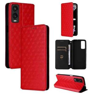 For Cricket Debut S3 Cubic Grid Texture Flip Leather Phone Case(Red)