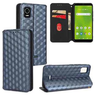 For Cricket Debut Smart Cubic Grid Texture Flip Leather Phone Case(Blue)