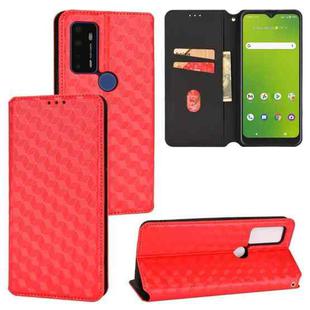 For Cricket Dream 5G Cubic Grid Texture Flip Leather Phone Case(Red)