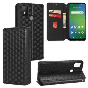 For Cricket Icon 4 Cubic Grid Texture Flip Leather Phone Case(Black)