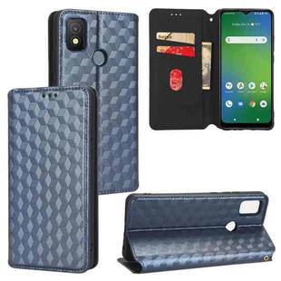 For Cricket Icon 4 Cubic Grid Texture Flip Leather Phone Case(Blue)