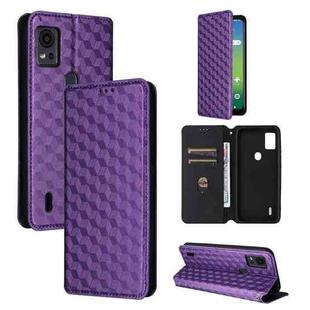 For Cricket Icon 5 Cubic Grid Texture Flip Leather Phone Case(Purple)