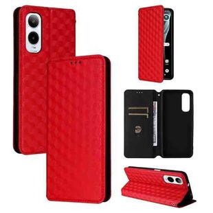 For Cricket Icon 6 Cubic Grid Texture Flip Leather Phone Case(Red)