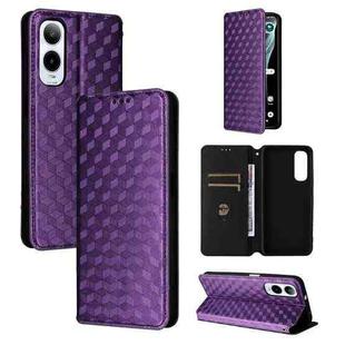 For Cricket Icon 6 Cubic Grid Texture Flip Leather Phone Case(Purple)
