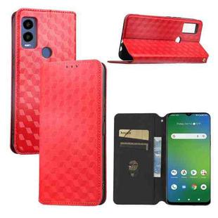 For Cricket Innovate E 5G 2022 Cubic Grid Texture Flip Leather Phone Case(Red)