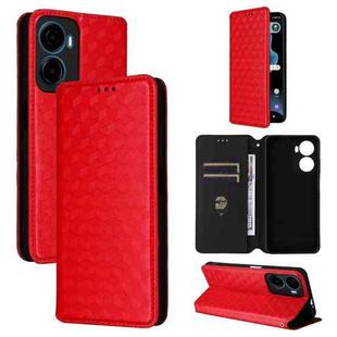 For Cricket Magic 2 5G Cubic Grid Texture Flip Leather Phone Case(Red)
