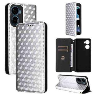 For Cricket Magic 2 5G Cubic Grid Texture Flip Leather Phone Case(Silver)