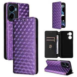For Cricket Magic 2 5G Cubic Grid Texture Flip Leather Phone Case(Purple)